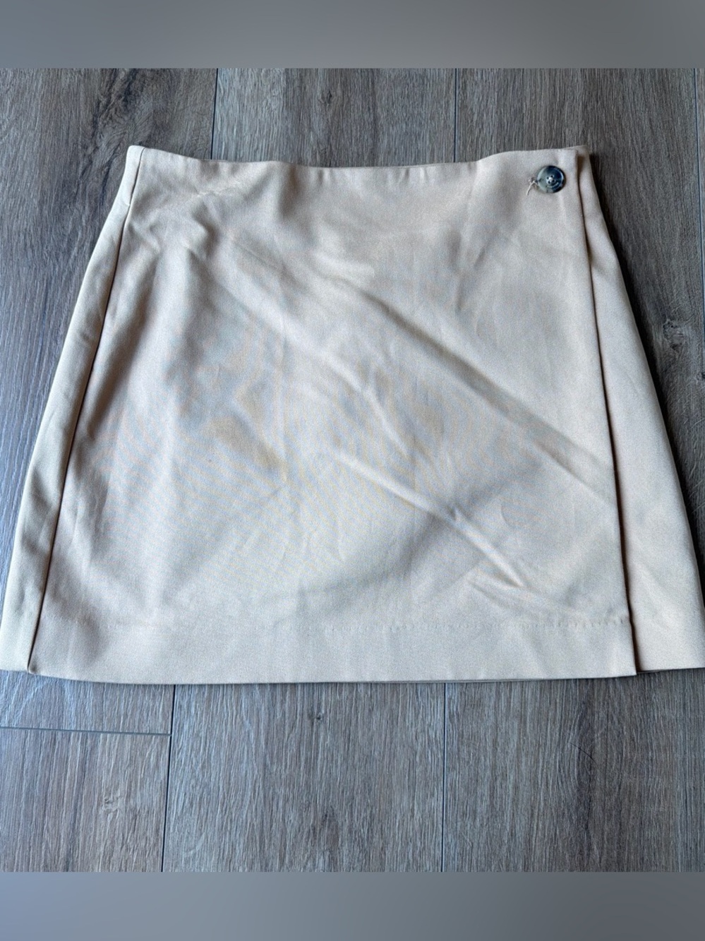 Babaton Cream Mini Skirt with Side Button